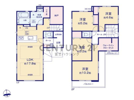 神奈川県茅ヶ崎市菱沼1丁目の新築一戸建ての間取り図