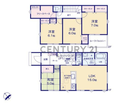 神奈川県茅ヶ崎市甘沼の新築一戸建ての間取り図