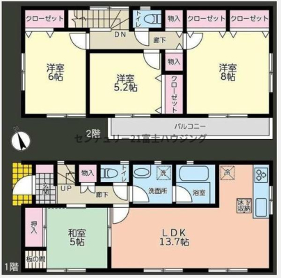 神奈川県藤沢市西富の中古一戸建ての間取り図