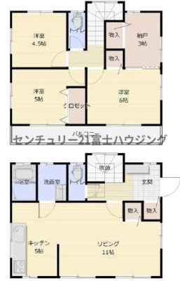 神奈川県茅ヶ崎市萩園の中古一戸建ての間取り図