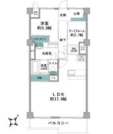神奈川県藤沢市鵠沼海岸5丁目の中古マンションの間取り図