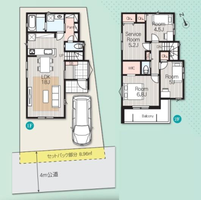 神奈川県茅ヶ崎市南湖4丁目の新築一戸建ての間取り図