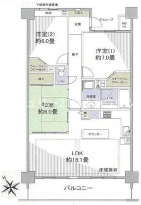 神奈川県鎌倉市山崎の中古マンションの間取り図