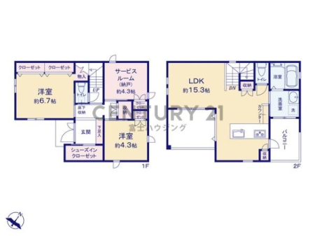 神奈川県茅ヶ崎市菱沼1丁目の中古一戸建ての間取り図